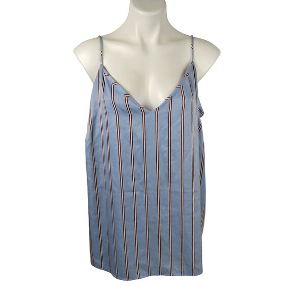 Sonoma Womens 2X Blue Striped Spaghetti Strap Tank Top - Picture 1 of 7